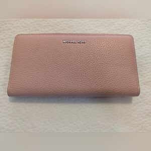 Michael Kors Pink Pebbled Leather Zip Wallet